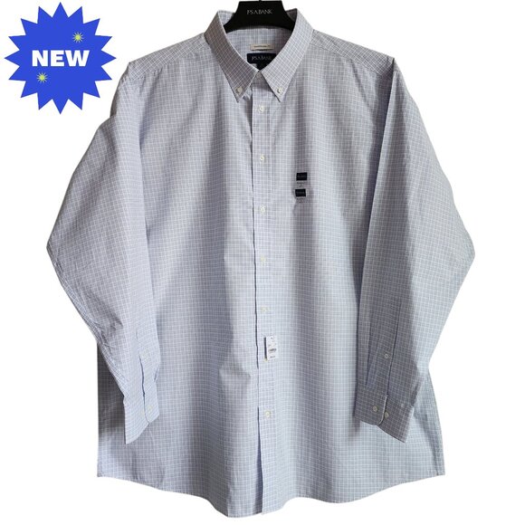 19 36/37 Dress Shirt Blue Purple White Check Traditional Fit Jos A Bank Opened - Picture 1 of 17